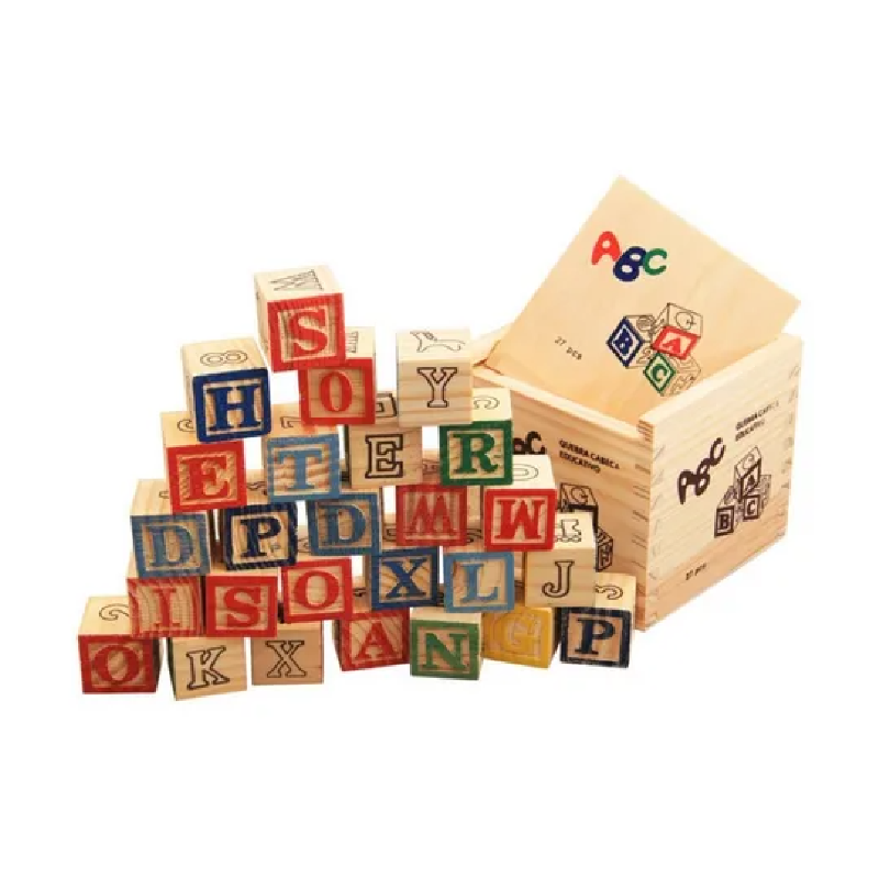 Cubo con bloques abecedario y números