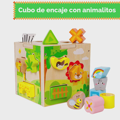 Cubo de encaje con animalitos